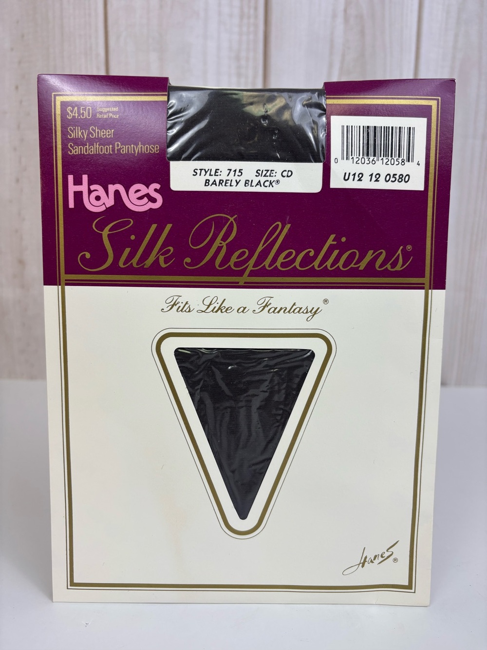 Hanes Vintage Silk Reflections Silky Sheer Sandalfoot Barely Black Size CD